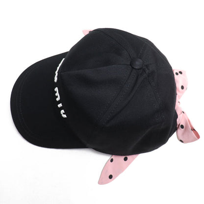 MIUMIU ミュウミュウ ドット柄 リボン付き キャップ キャップ ブラック 5HC256 2D0Q M レディース【中古】【美品】