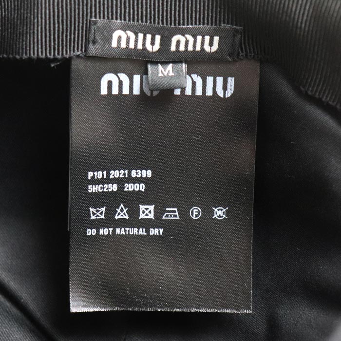 MIUMIU ミュウミュウ ドット柄 リボン付き キャップ キャップ ブラック 5HC256 2D0Q M レディース【中古】【美品】
