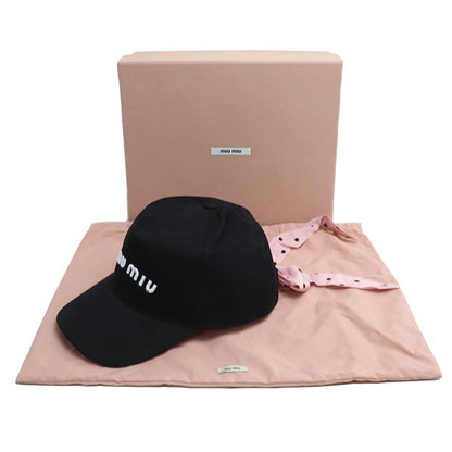 MIUMIU ミュウミュウ ドット柄 リボン付き キャップ キャップ ブラック 5HC256 2D0Q M レディース【中古】【美品】
