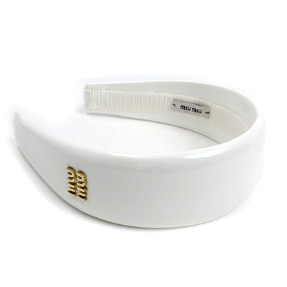 MIUMIU ミュウミュウ パテントレザー ロゴ カチューシャ ヘアアクセサリー 5IH025 レディース【中古】【美品】