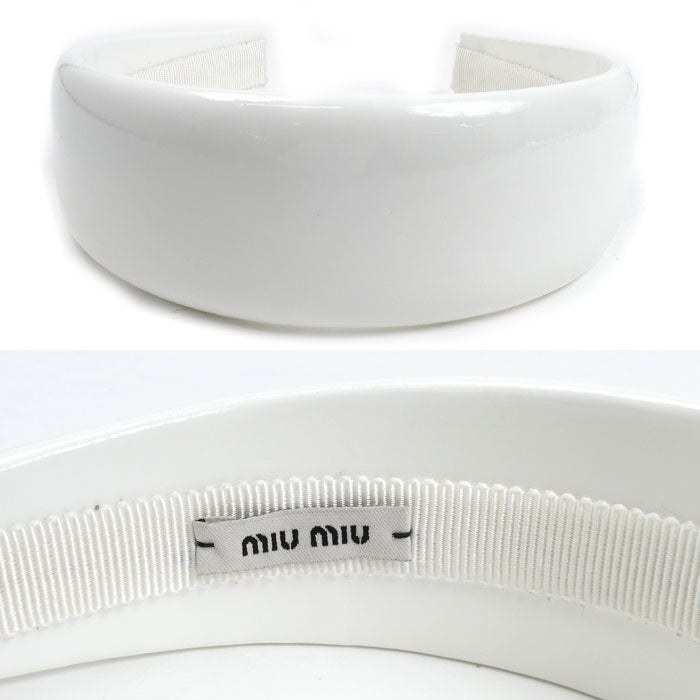 MIUMIU ミュウミュウ パテントレザー ロゴ カチューシャ ヘアアクセサリー 5IH025 レディース【中古】【美品】