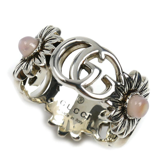 GUCCI グッチ シルバー925 ダブルG フラワー リング・指輪 527394 J8440 8164 8号 4.0g マザーオブパール レディース【中古】