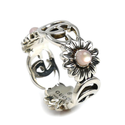 GUCCI グッチ シルバー925 ダブルG フラワー リング・指輪 527394 J8440 8164 8号 4.0g マザーオブパール レディース【中古】