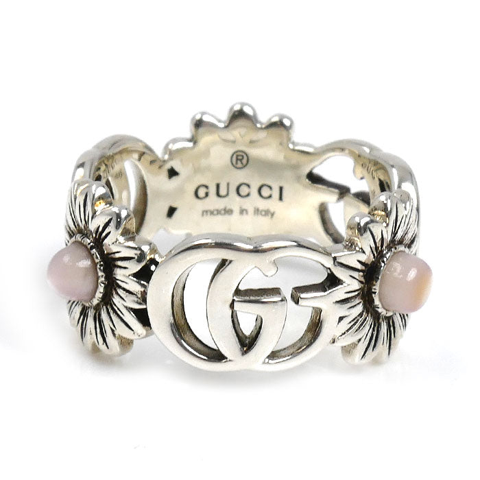 GUCCI グッチ シルバー925 ダブルG フラワー リング・指輪 527394 J8440 8164 8号 4.0g マザーオブパール レディース【中古】