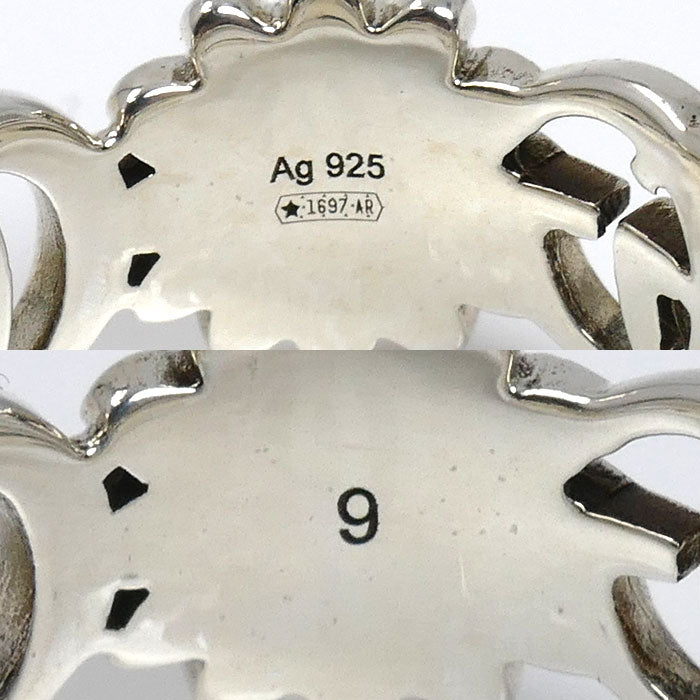 GUCCI グッチ シルバー925 ダブルG フラワー リング・指輪 527394 J8440 8164 8号 4.0g マザーオブパール レディース【中古】