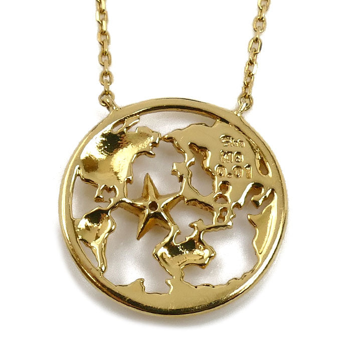 STAR JEWELRY スタージュエリー K18YG イエローゴールド earth 地球 ネックレス ダイヤモンド0.01ct 2.2g 45cm レディース【中古】
