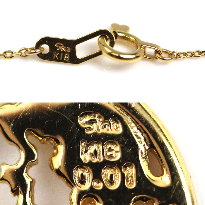 STAR JEWELRY スタージュエリー K18YG イエローゴールド earth 地球 ネックレス ダイヤモンド0.01ct 2.2g 45cm レディース【中古】