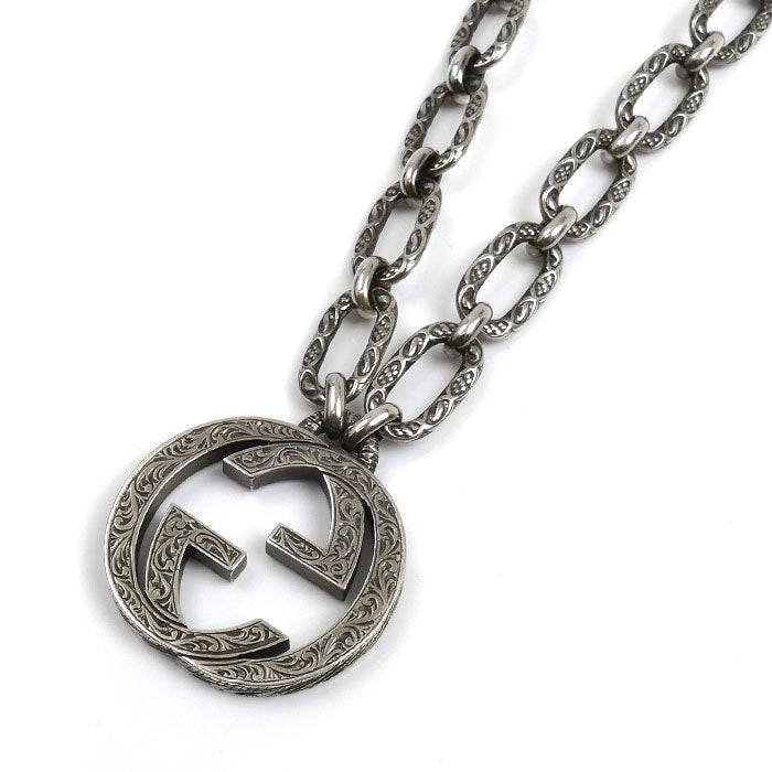 GUCCI グッチ シルバー925 アラベスク インターロッキングG ネックレス 524890 67.3g 60cm メンズ【中古】【美品】