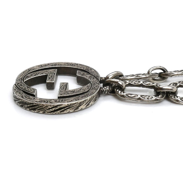 GUCCI グッチ シルバー925 アラベスク インターロッキングG ネックレス 524890 67.3g 60cm メンズ【中古】【美品】