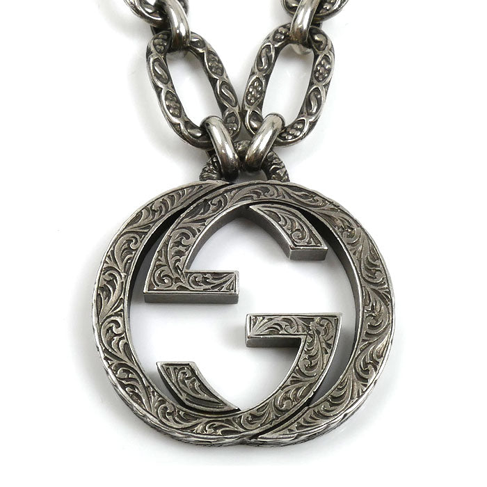 GUCCI グッチ シルバー925 アラベスク インターロッキングG ネックレス 524890 67.3g 60cm メンズ【中古】【美品】