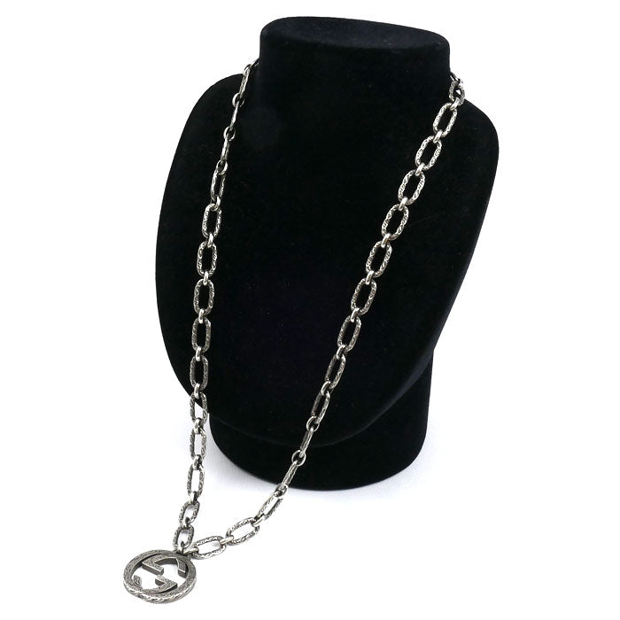 GUCCI グッチ シルバー925 アラベスク インターロッキングG ネックレス 524890 67.3g 60cm メンズ【中古】【美品】