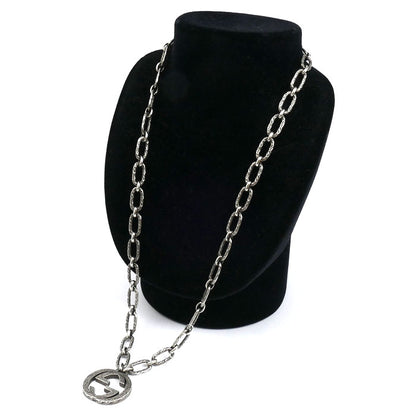 GUCCI グッチ シルバー925 アラベスク インターロッキングG ネックレス 524890 67.3g 60cm メンズ【中古】【美品】