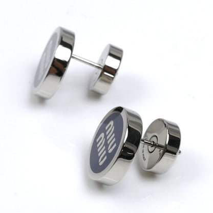 MIUMIU ミュウミュウ メタル エナメル ロゴ ピアス 5JO912 2F6T F0KUQ00【中古】