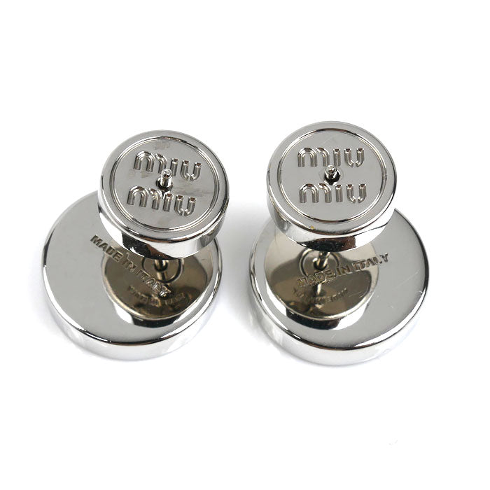 MIUMIU ミュウミュウ メタル エナメル ロゴ ピアス 5JO912 2F6T F0KUQ00【中古】