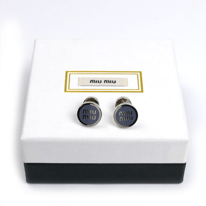 MIUMIU ミュウミュウ メタル エナメル ロゴ ピアス 5JO912 2F6T F0KUQ00【中古】