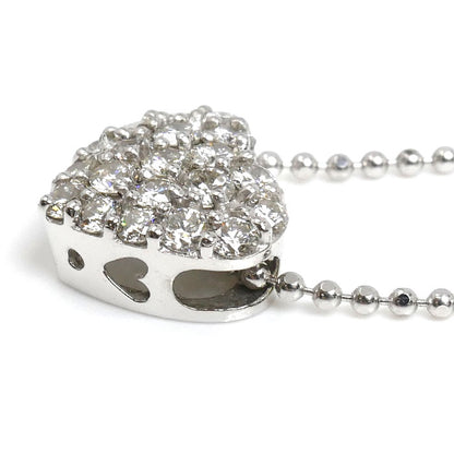Ponte Vecchio ポンテヴェキオ K18WG ホワイトゴールド ハート ネックレス ボール ダイヤモンド0.60ct 3.8g 40cm レディース【中古】