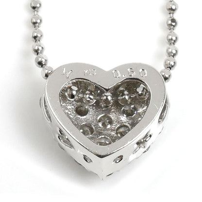 Ponte Vecchio ポンテヴェキオ K18WG ホワイトゴールド ハート ネックレス ボール ダイヤモンド0.60ct 3.8g 40cm レディース【中古】