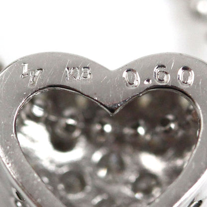 Ponte Vecchio ポンテヴェキオ K18WG ホワイトゴールド ハート ネックレス ボール ダイヤモンド0.60ct 3.8g 40cm レディース【中古】