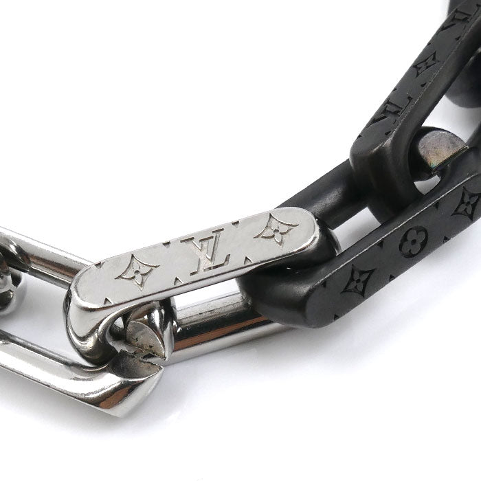 LOUIS VUITTON ルイ・ヴィトン シルバー メタル モノグラムチェーン ブレスレット M00686 LE0275 M 19.5cm メンズ【中古】