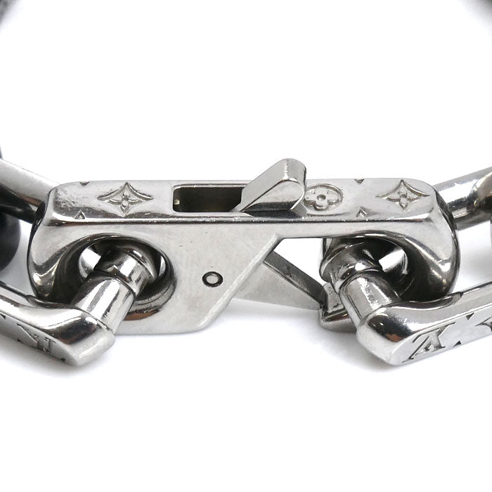LOUIS VUITTON ルイ・ヴィトン シルバー メタル モノグラムチェーン ブレスレット M00686 LE0275 M 19.5cm メンズ【中古】