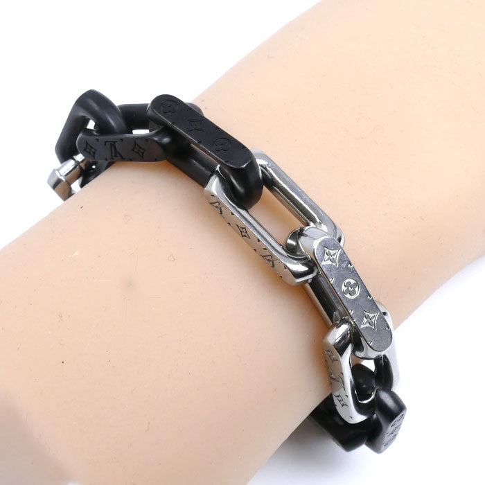 LOUIS VUITTON ルイ・ヴィトン シルバー メタル モノグラムチェーン ブレスレット M00686 LE0275 M 19.5cm メンズ【中古】