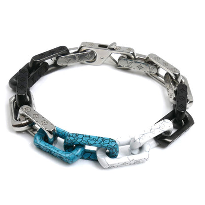 LOUIS VUITTON ルイ・ヴィトン GP シルバー モノグラムチェーン ブレスレット M1042L LE2203 L 21.5cm メンズ【中古】