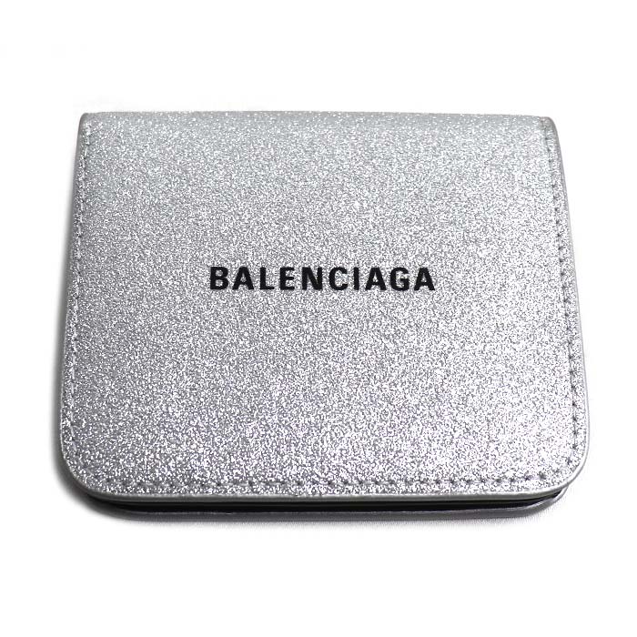 BALENCIAGA バレンシアガ エブリディ コンパクトウォレット 二つ折り財布 シルバー ブラック 594216 ユニセックス【中古】【美品】