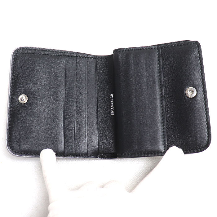 BALENCIAGA バレンシアガ エブリディ コンパクトウォレット 二つ折り財布 シルバー ブラック 594216 ユニセックス【中古】【美品】