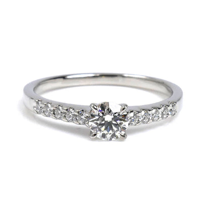 MIKIMOTO ミキモト Pt950プラチナ ダイヤ リング・指輪 ダイヤモンド0.31ct/0.12ct 12号 3.4g レディース【中古】【美品】