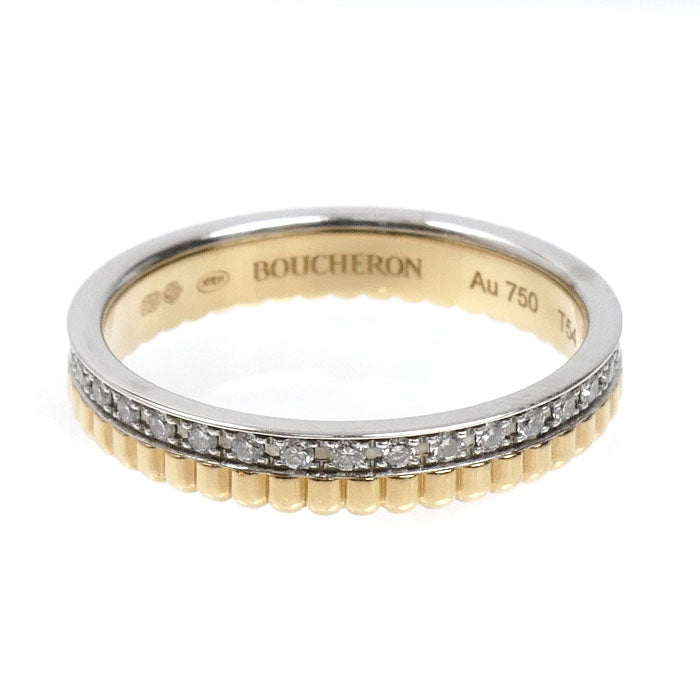 Boucheron ブシュロン K18YG/WG キャトル ラディアント リング ハーフ フルパヴェ リング・指輪 JAL00134 ダイヤモンド 13.5号 54 3.5g レディース【中古】【美品】