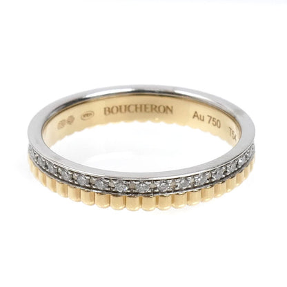 Boucheron ブシュロン K18YG/WG キャトル ラディアント リング ハーフ フルパヴェ リング・指輪 JAL00134 ダイヤモンド 13.5号 54 3.5g レディース【中古】【美品】