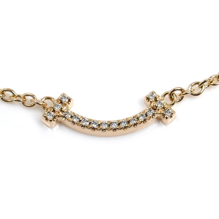 TIFFANY&Co. ティファニー K18PG ピンクゴールド Tスマイル ミニ ダイヤ ブレスレット 62994673 ダイヤモンド 1.6g 16/17cm レディース【中古】【美品】