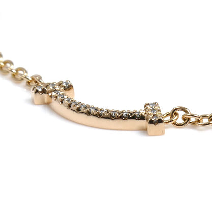 TIFFANY&Co. ティファニー K18PG ピンクゴールド Tスマイル ミニ ダイヤ ブレスレット 62994673 ダイヤモンド 1.6g 16/17cm レディース【中古】【美品】