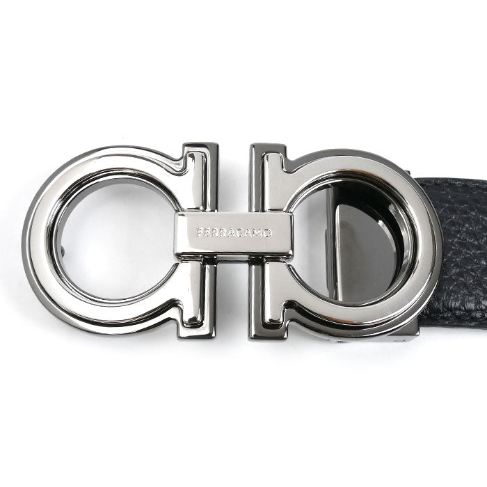 Salvatore Ferragamo サルヴァトーレフェラガモ ダブルガンチーニ ベルト ブラック ブラウン リバーシブル メンズ【中古】【美品】