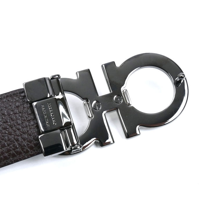 Salvatore Ferragamo サルヴァトーレフェラガモ ダブルガンチーニ ベルト ブラック ブラウン リバーシブル メンズ【中古】【美品】