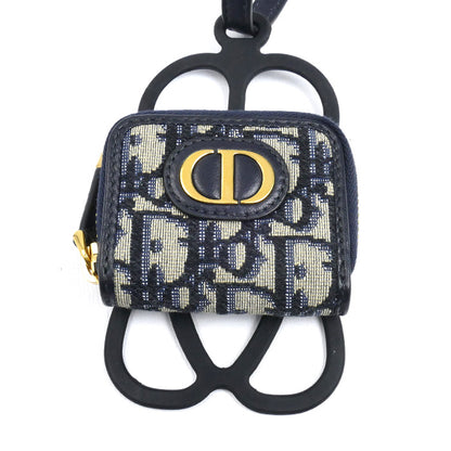 Dior ディオール オブリーク 30モンテーニュ コインケース付 フォンホルダー ネイビー ベージュ S2101UTZQ レディース【中古】【美品】
