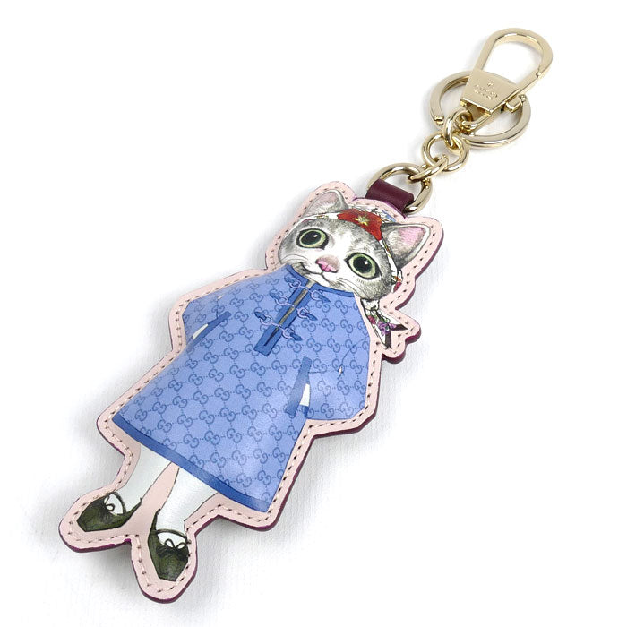 GUCCI グッチ GGスプリームキャンバス 日本限定 ヒグチユウコ 猫 キーチェーン チャーム ‎851743 FAFC1 8165 レディース【未使用】【買取品】