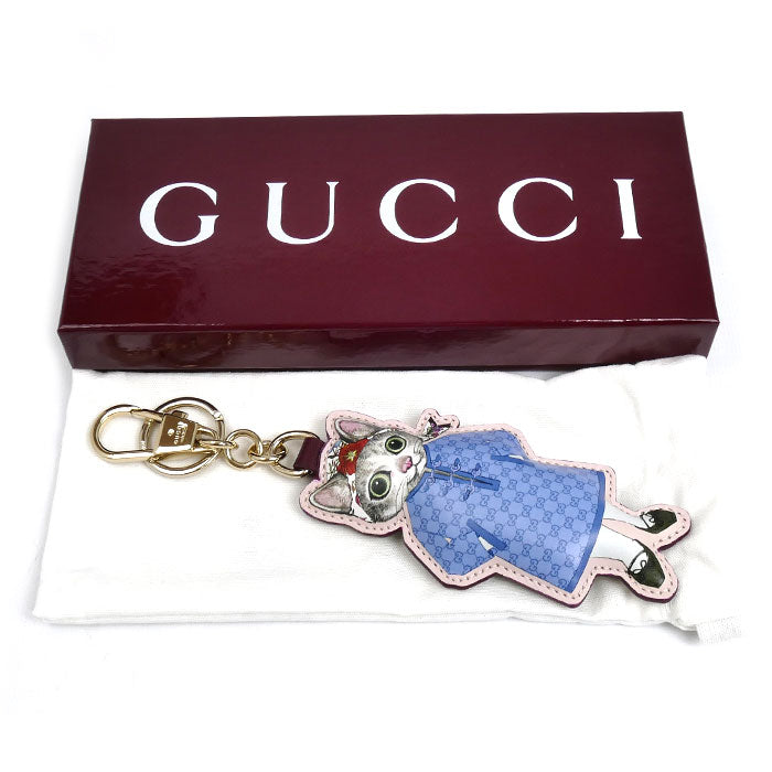 GUCCI グッチ GGスプリームキャンバス 日本限定 ヒグチユウコ 猫 キーチェーン チャーム ‎851743 FAFC1 8165 レディース【未使用】【買取品】
