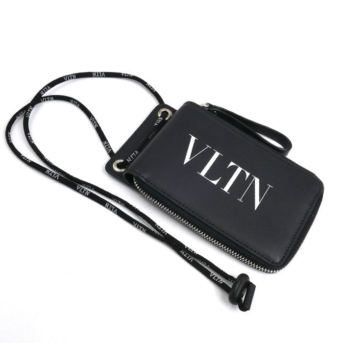 Valentino Garavani ヴァレンティノ・ガラヴァーニ VLTN ネックストラップ付ウォレット 二つ折り財布 ネックウォレット ブラック WY2P0P90LVN0NO ユニセックス【中古】【美品】