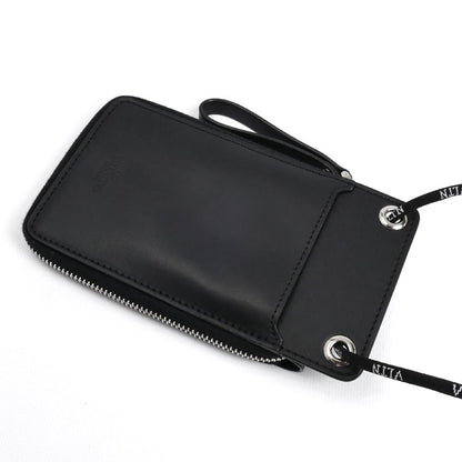 Valentino Garavani ヴァレンティノ・ガラヴァーニ VLTN ネックストラップ付ウォレット 二つ折り財布 ネックウォレット ブラック WY2P0P90LVN0NO ユニセックス【中古】【美品】