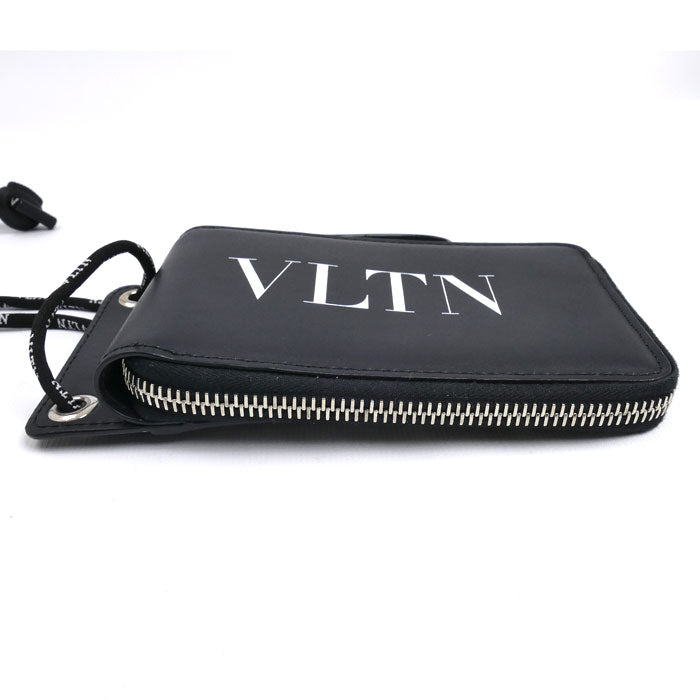 Valentino Garavani ヴァレンティノ・ガラヴァーニ VLTN ネックストラップ付ウォレット 二つ折り財布 ネックウォレット ブラック WY2P0P90LVN0NO ユニセックス【中古】【美品】