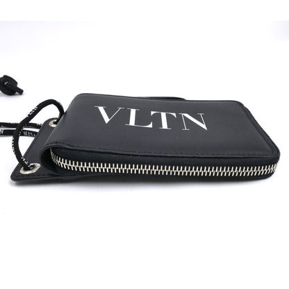 Valentino Garavani ヴァレンティノ・ガラヴァーニ VLTN ネックストラップ付ウォレット 二つ折り財布 ネックウォレット ブラック WY2P0P90LVN0NO ユニセックス【中古】【美品】
