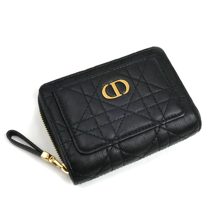 Dior ディオール ディオール カロ アカシア 二つ折り財布 ブラック S5240UWHC_M900 カナージュ レディース【中古】【美品】