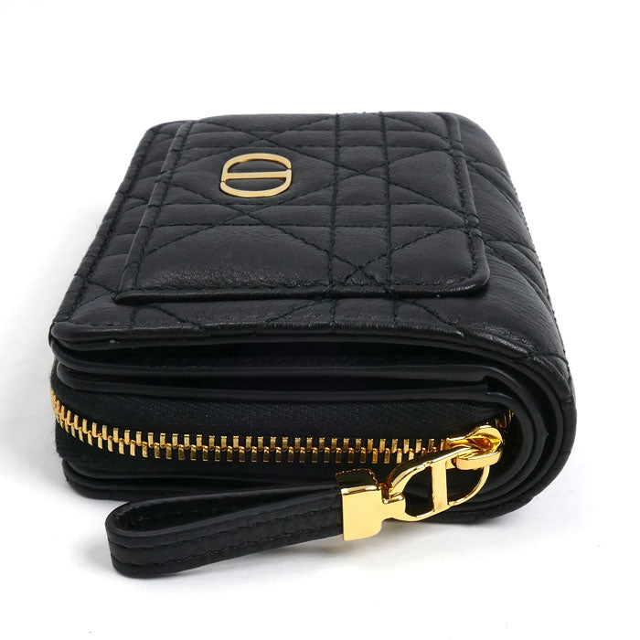 Dior ディオール ディオール カロ アカシア 二つ折り財布 ブラック S5240UWHC_M900 カナージュ レディース【中古】【美品】