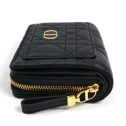 Dior ディオール ディオール カロ アカシア 二つ折り財布 ブラック S5240UWHC_M900 カナージュ レディース【中古】【美品】
