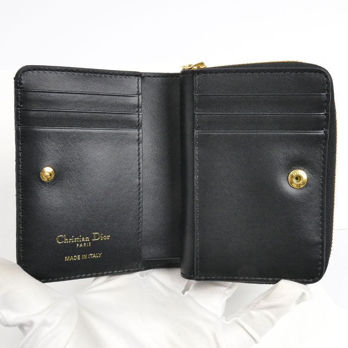 Dior ディオール ディオール カロ アカシア 二つ折り財布 ブラック S5240UWHC_M900 カナージュ レディース【中古】【美品】
