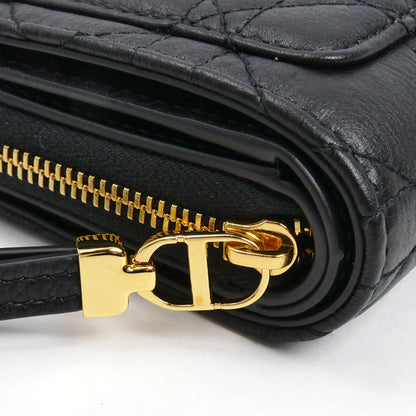 Dior ディオール ディオール カロ アカシア 二つ折り財布 ブラック S5240UWHC_M900 カナージュ レディース【中古】【美品】