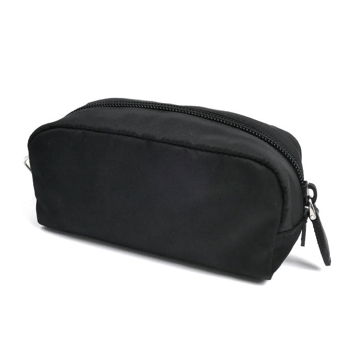 PRADA プラダ テスート トライアングルロゴ ポーチ ブラック 1NE175 R067 F0002 ICチップ レディース【中古】【美品】