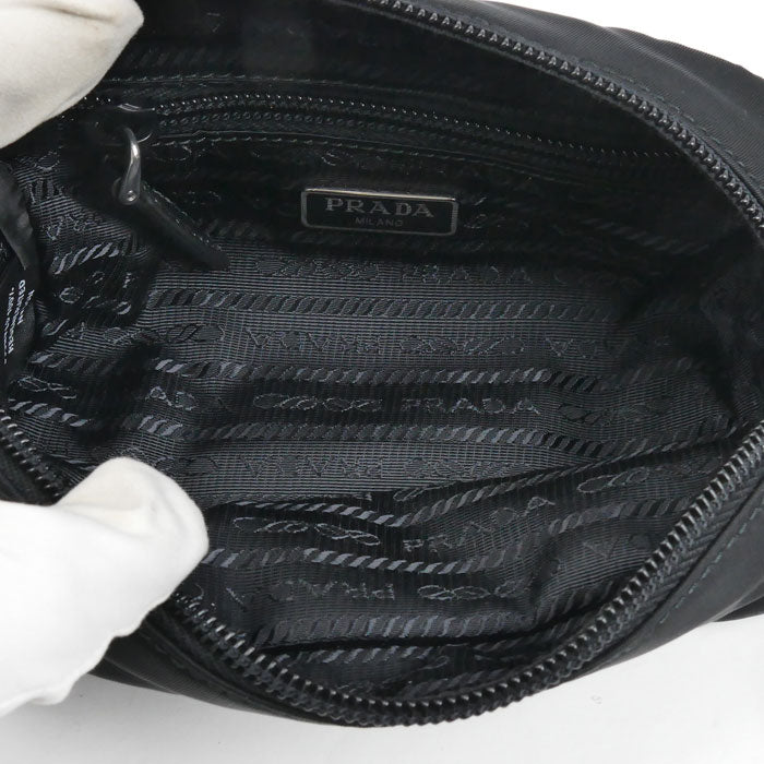 PRADA プラダ テスート トライアングルロゴ ポーチ ブラック 1NE175 R067 F0002 ICチップ レディース【中古】【美品】