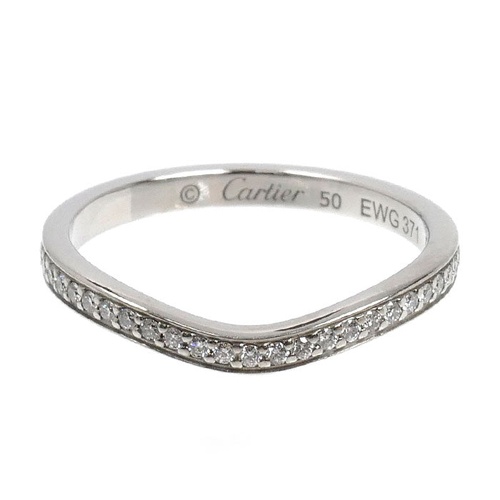 CARTIER カルティエ Pt950プラチナ バレリーナ カーブ ハーフエタニティ ダイヤ リング・指輪 B4093050 ダイヤモンド 10号 50 2.8g レディース【中古】【美品】